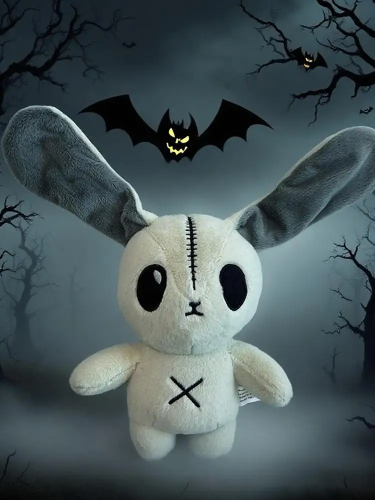 Bunny knuffeldier decoratieve kussens Goth konijn pluche Halloween gevuld voor kantoor reizen vakantie volwassenen kinderen meisjes