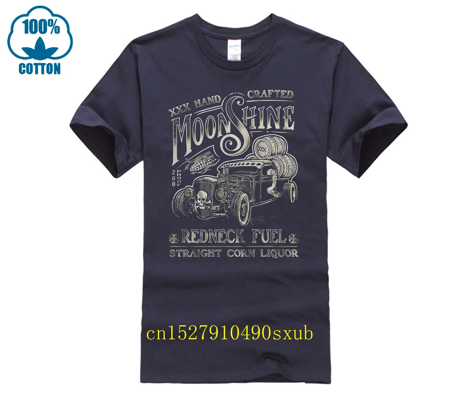 Hot Rod Moonshine Redneck Fuel T-Shirt Herren Oldtimer Rebel Whiskey 2020 New Mens Summer Short Sleeve
