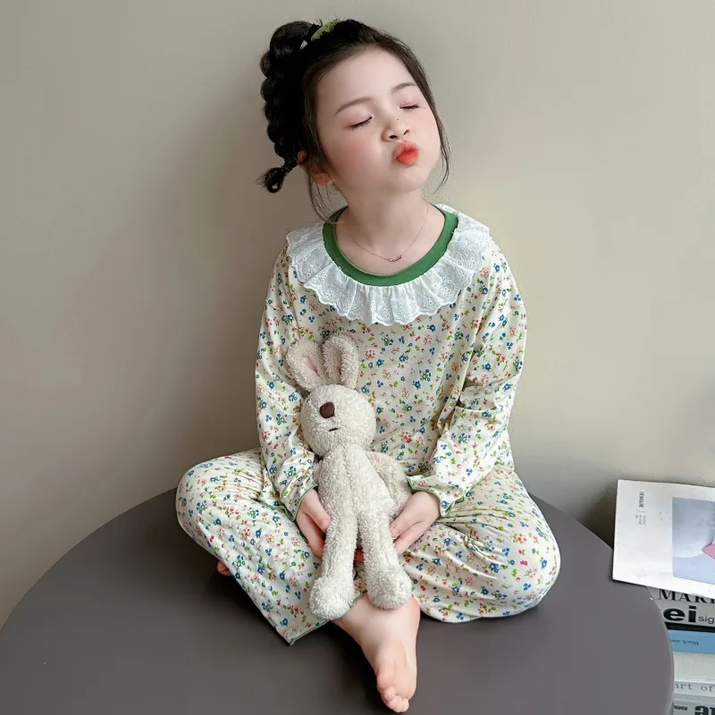 Girls' Floral Air Conditioning Set 2026 New Children's Korean Fashionable Little Girls' Home Clothes Two-piece Set