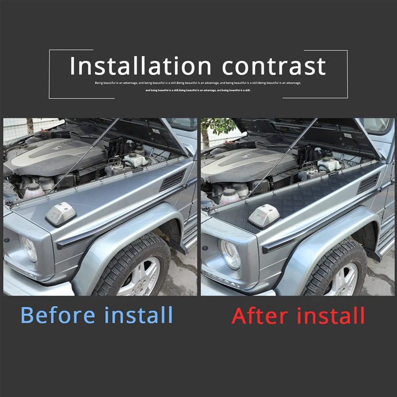 For Mercedes-Benz G-Class W463 2004-2018 Aluminum Alloy Car Front Hood Side Panel Scratch-Resistant Protection Panel Trim Cover view 3