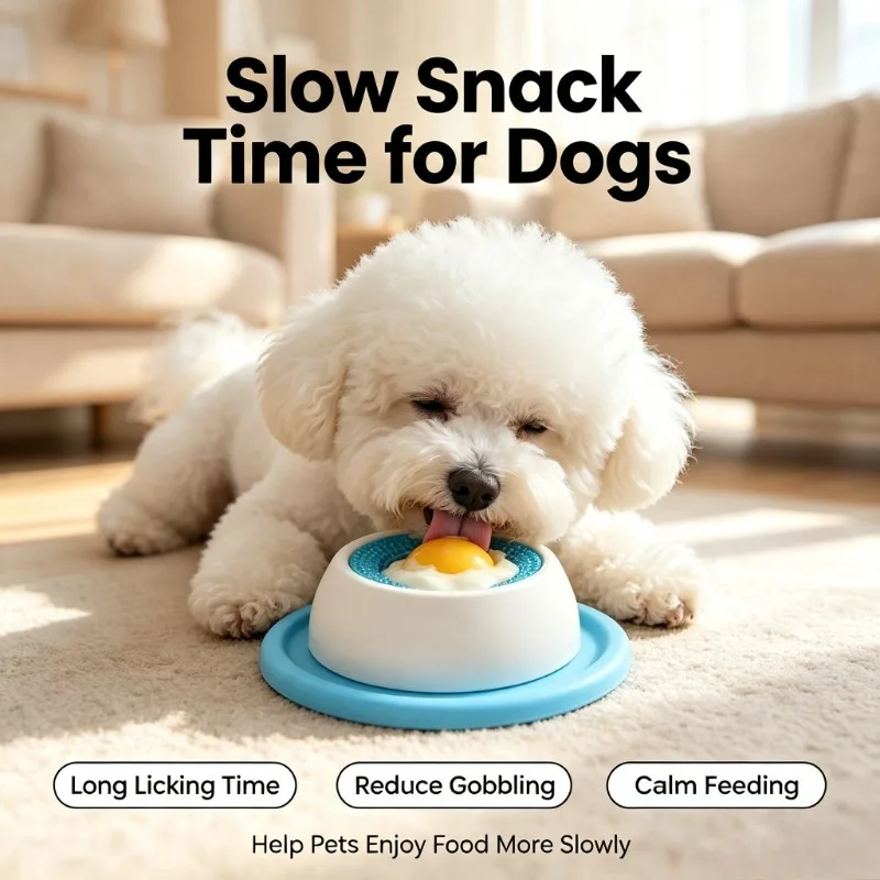 Pet Slow Lick Feeding Bowl Anti-anxiety Interactive Licking Plate Non-slip Base Dog Cat Snack Feeder Bowl Textured Surface