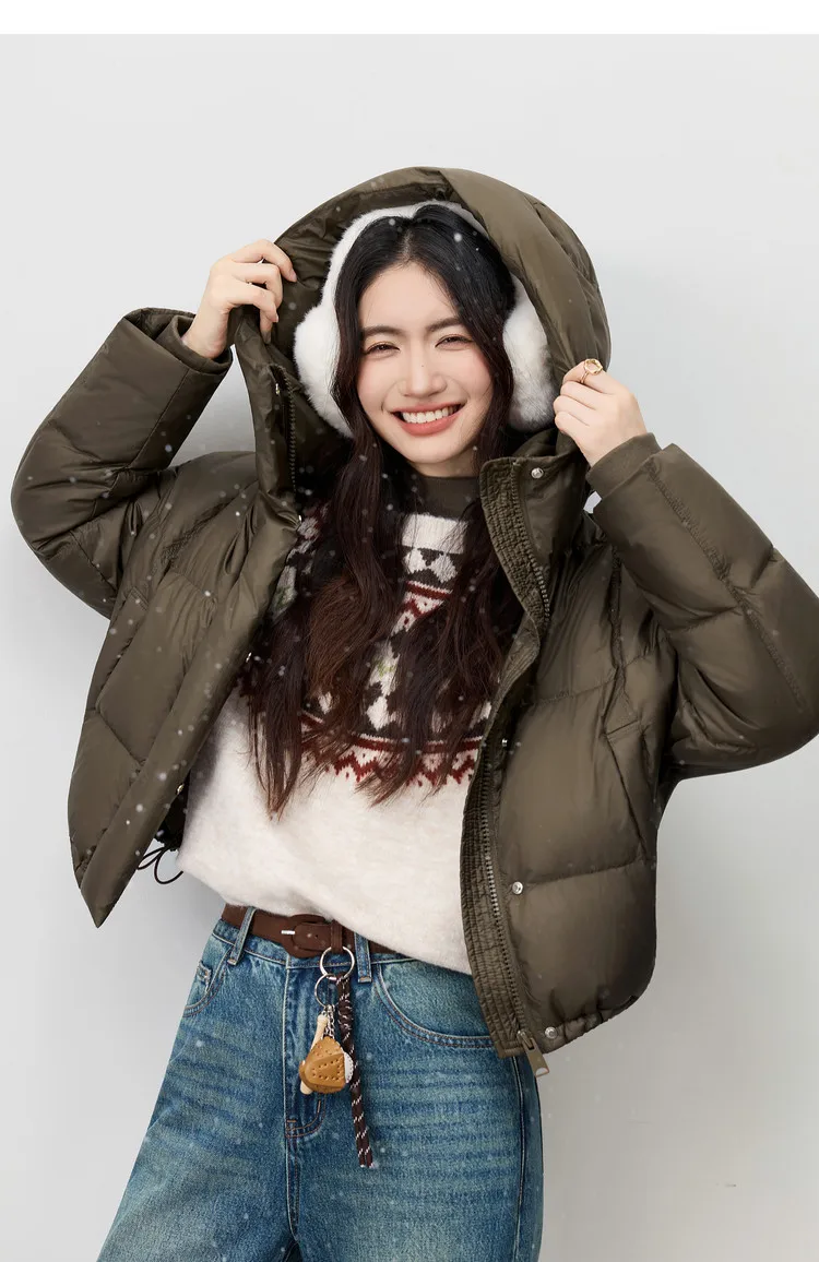 SENTUBILA Women's Winter Down Jacket 90% White Duck Down Puffy Puffer 2026 Winter Petite Bubble Coat Warm Outerwear W54YC1771X