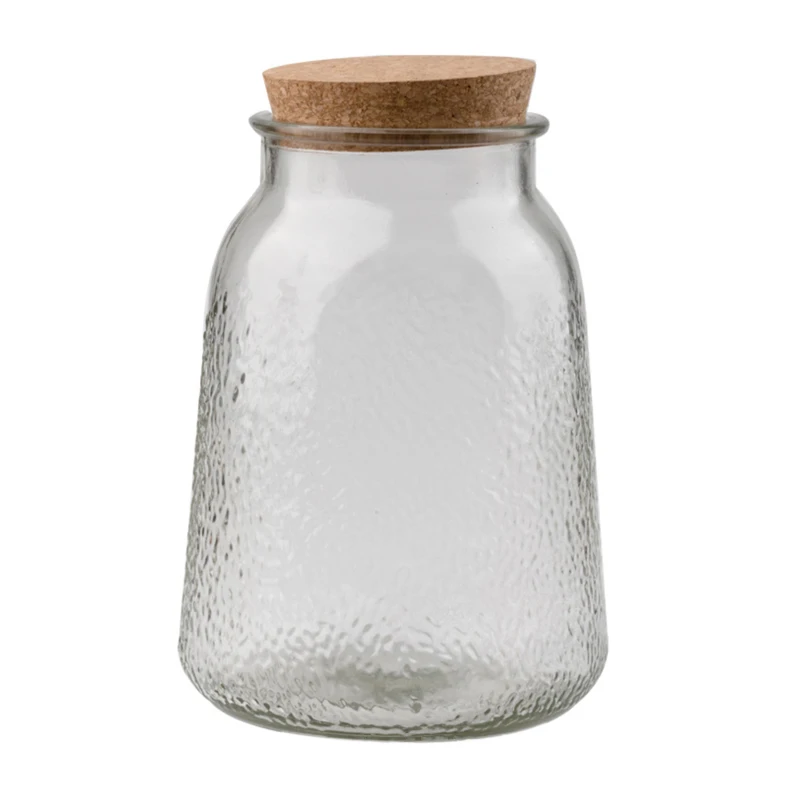 European-style Embossed Cork Glass Storage Jar Kitchen Grains Dried Fruit Storage Jar Tea Jar Glass/grain Dispenser