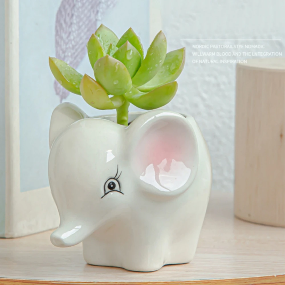 Creative Animal Ceramic Flowerpot Succulents Planter Water Planting Container Sheep Fox Shape Decorative Pot Desktop Ornaments