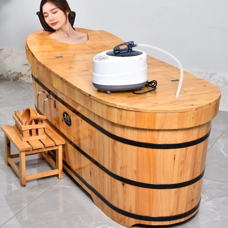 yjq bath wooden bucket adult whole body household bath bucket sweat steaming wooden bucket thickened bath basin