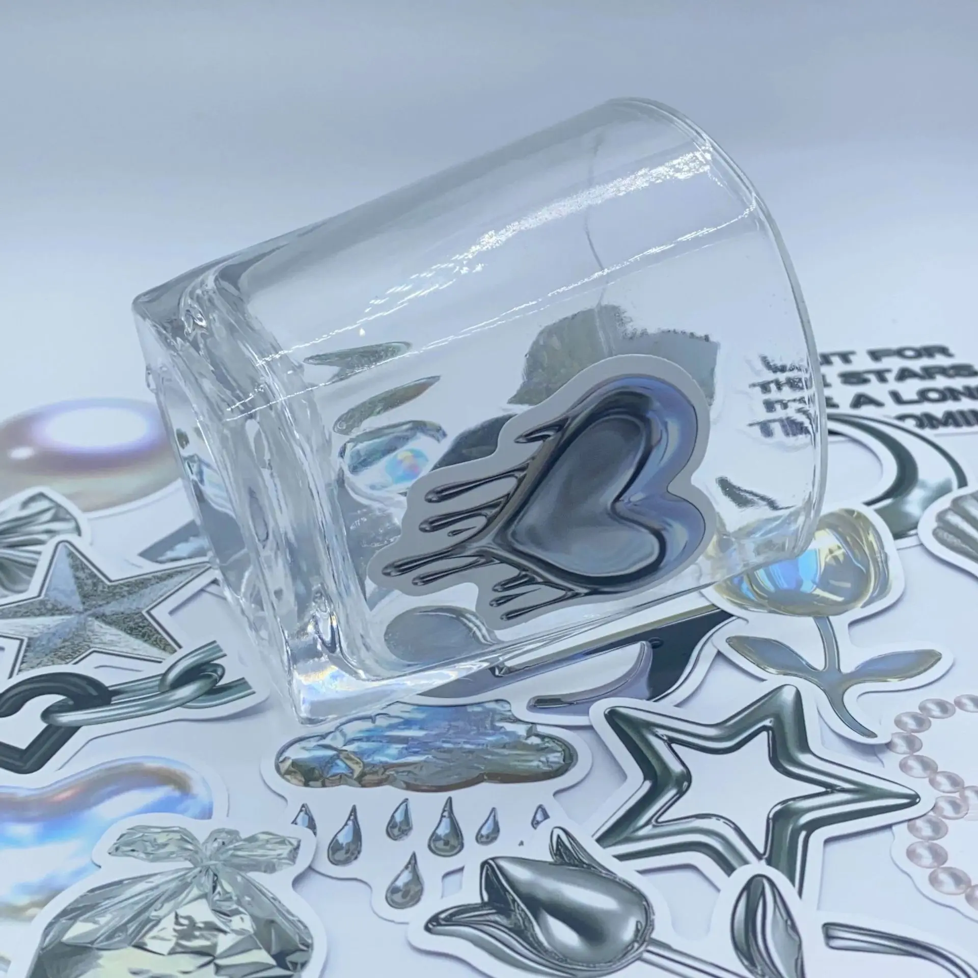 30 قطعة من ملصقات العنصر من سلسلة المزاج الفضي لتزيين جراب الهاتف بنفسك وكوب الماء وملصقات PVC المقاومة للماء #4