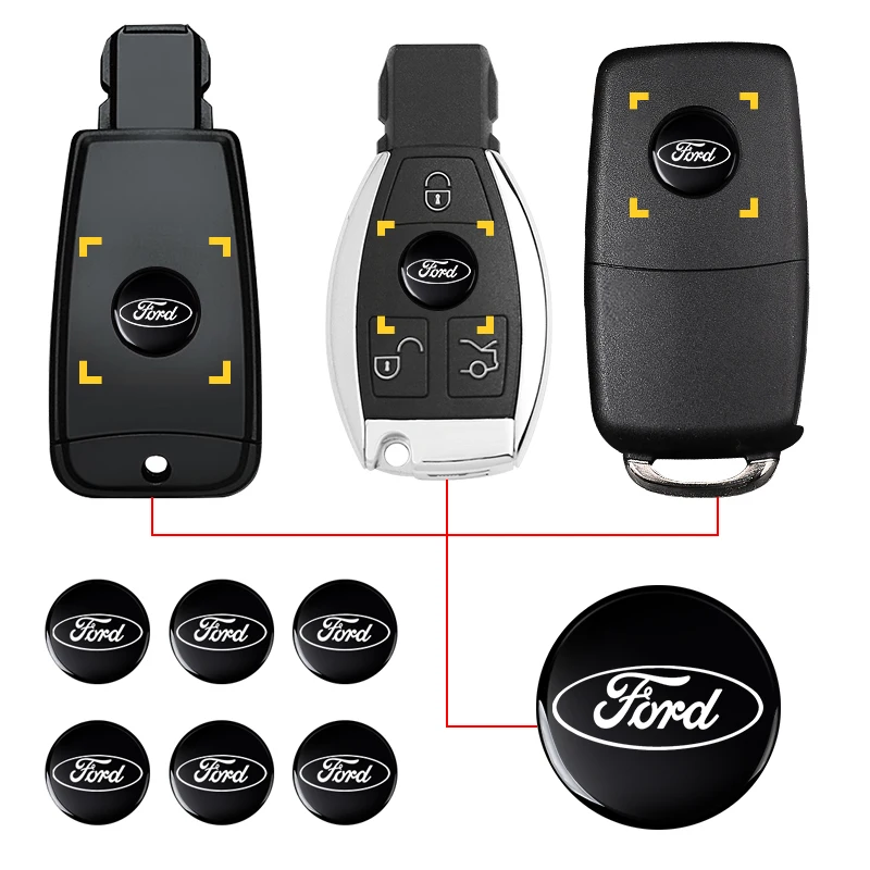 14MM Remote Car Key Stickers Emblem Accessories  For Ford Focus Mondeo MK1 MK2 MK4 MK3 Fiesta ST Line Kugo Transit Escape Fusion