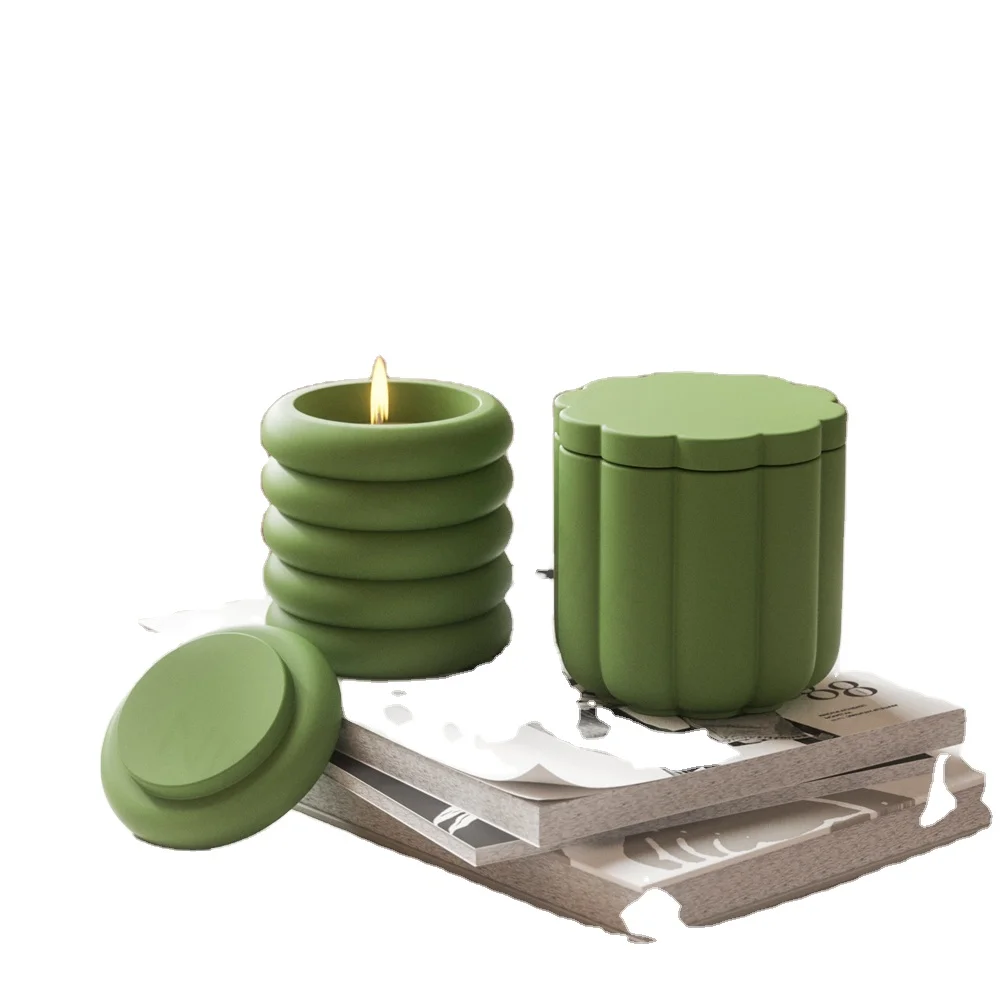 

Concrete Cement Resin Silicone Candle Jar Mold with Lid Eco-Friendly CE Certified Home Decor Flower Pot