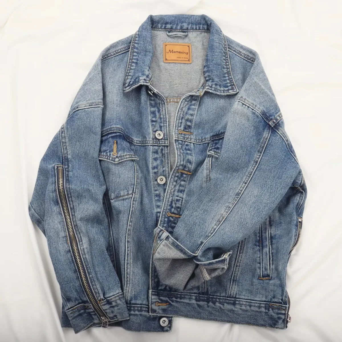 

Men Vintage Cowboy Denim Jacket Trendy Loose Spring Autumn Men Casual Handsome Personalized Long Sleeve Jeans Jacket Coat