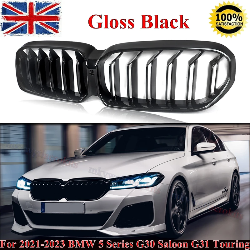 SAIQINGSP For BMW 5 Series G30 G31 2021-2023 Gloss Black Front Grille Car Accessories Tools