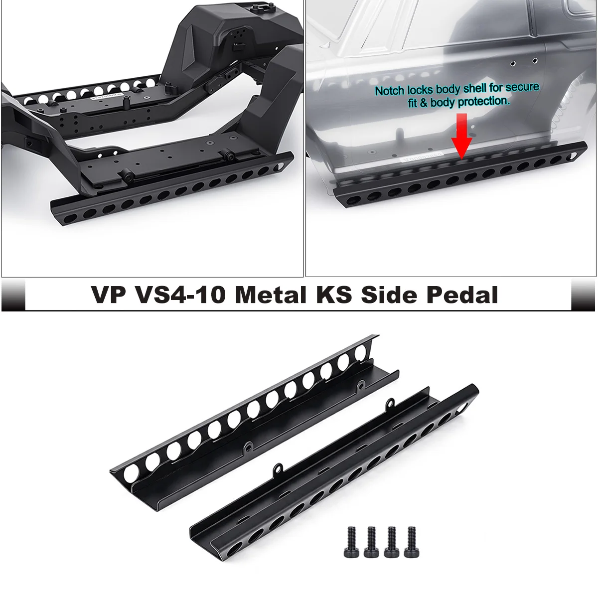 VP VS4-10 Metal KS Side Pedal for 1/10 RC Crawler – Vanquish Upgrade Parts, Replaces Stock Plastic Pedals with Direct Fit