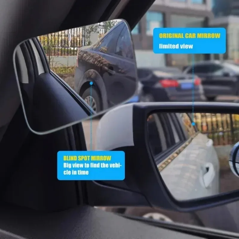 Adjustable Car Auxiliary Blind Spot Mirror 360 Degree Rotation  HD Convex Mirrors Car Parking Reversing Rearview Mirror