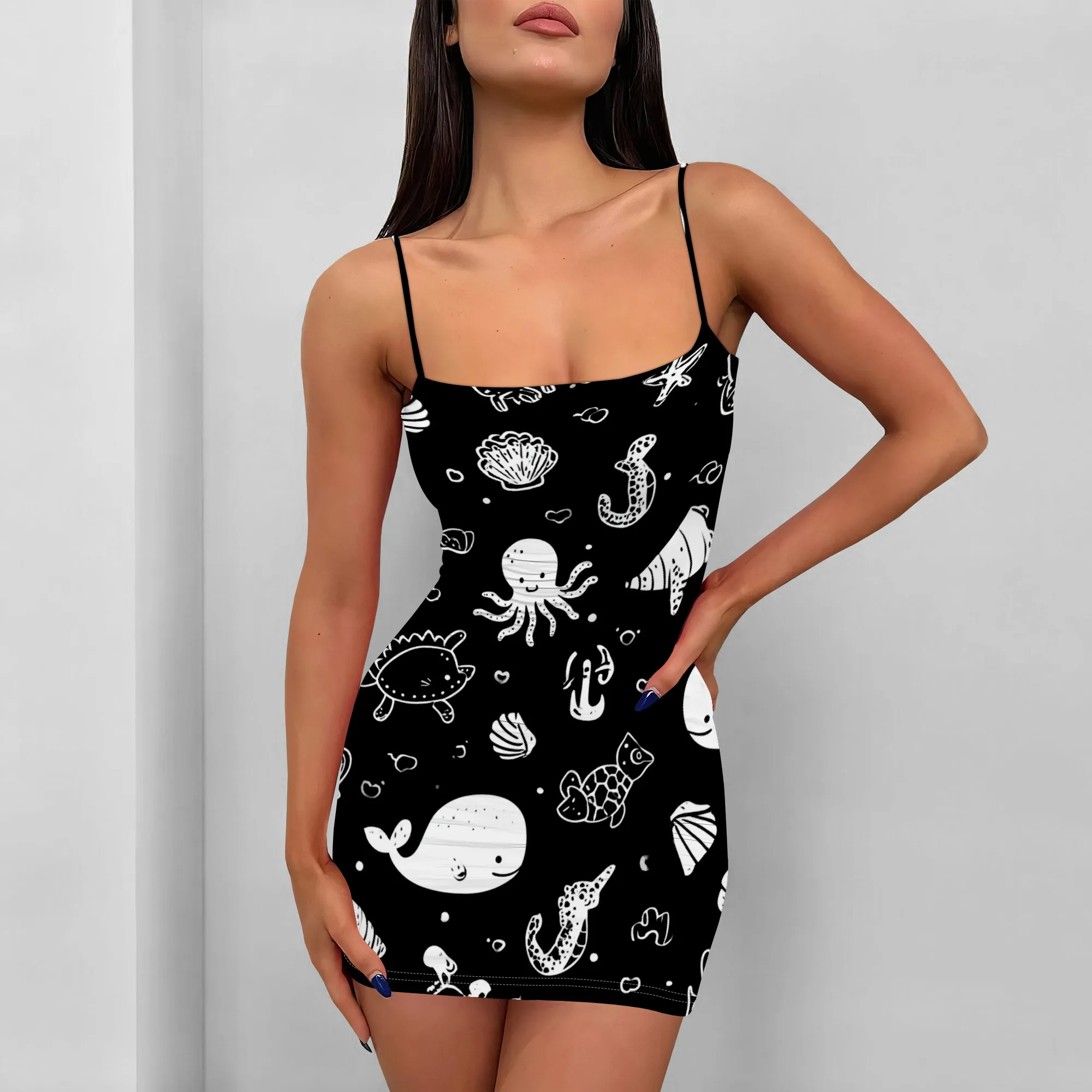 

Whale Pattern Dress | Sexy Spaghetti Strap | Navy Blue Summer Dress | S-3XL | Perfect for Beach Parties & Summer Fun