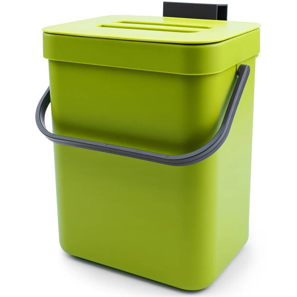 

Контейнер для мусора для кухни с крючками, кухонная герметичная под раковину для кухни, контейнер для мусора на столешницу (зеленый, 3л)