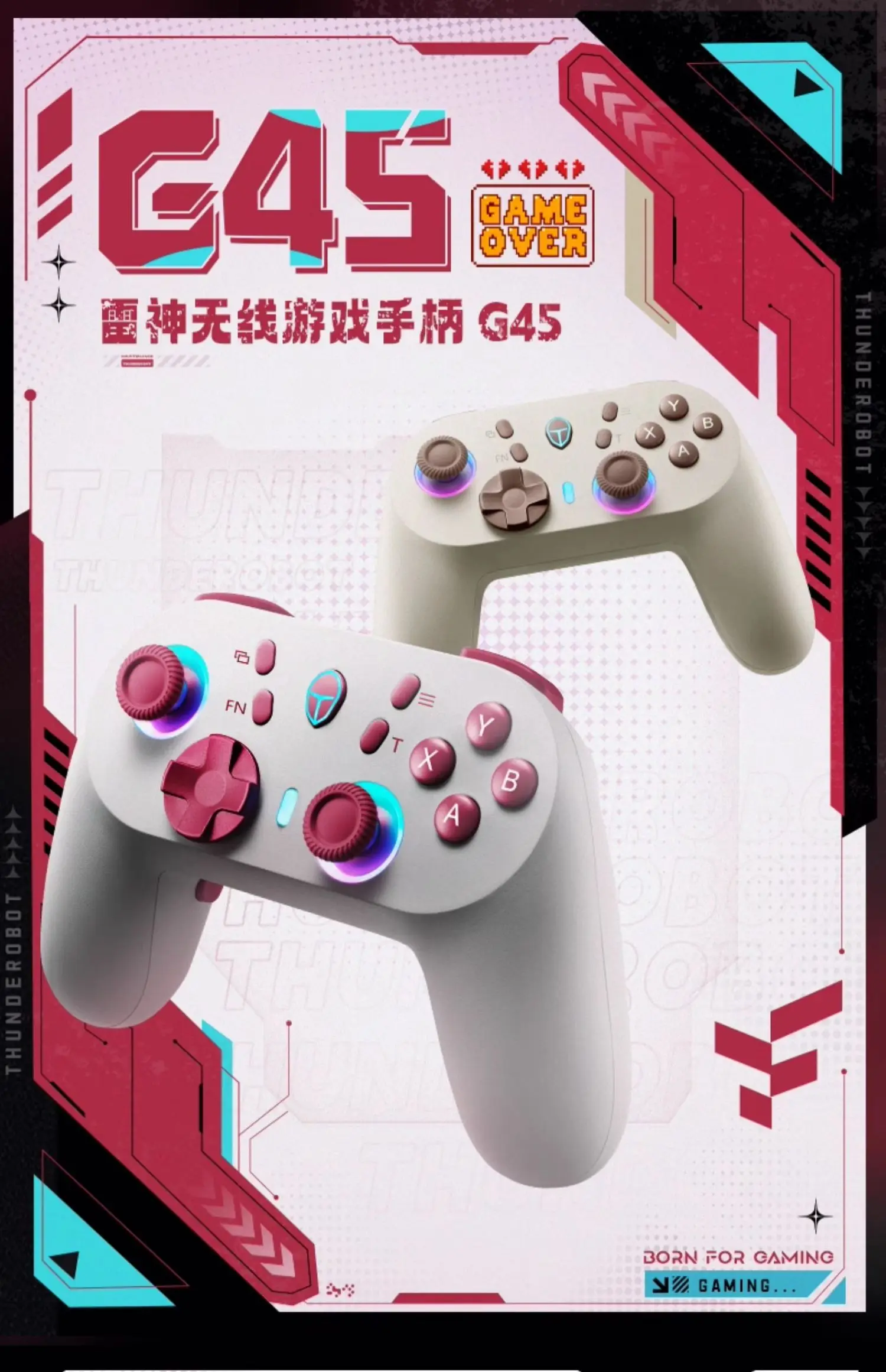 

THUNDEROBOT G45 Bluetooth Gamepad Retro PC Edition 2.4G Wireless 3 Mode Double Hall Almighty RGB Game Controller for NS PC TV