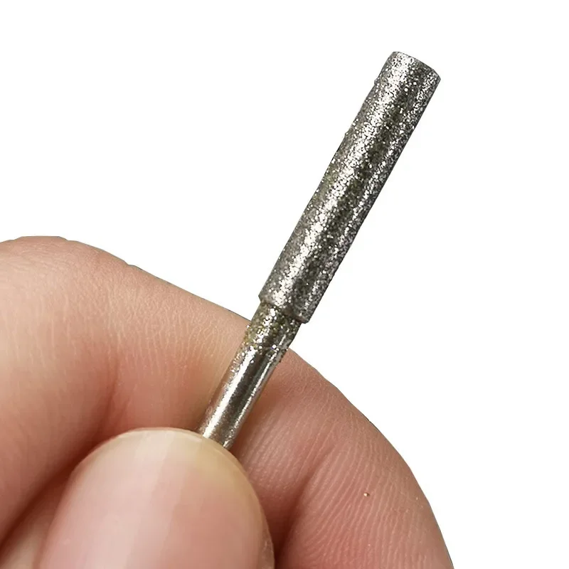 5 pz 1-10mm Diamante e CBN Testa di Rettifica Burr Point 3mm Gambo Intagliare Punte Per Incisione Testa Piatta Cilindrica per Dremel Rotary Too