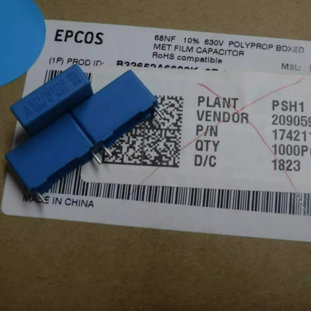 

10pcs/lot EPCOS 0.068uf/630v 68nf 683 Brand New 15mm Film Capacitor B32652A6683K (Accuracy: 10%)