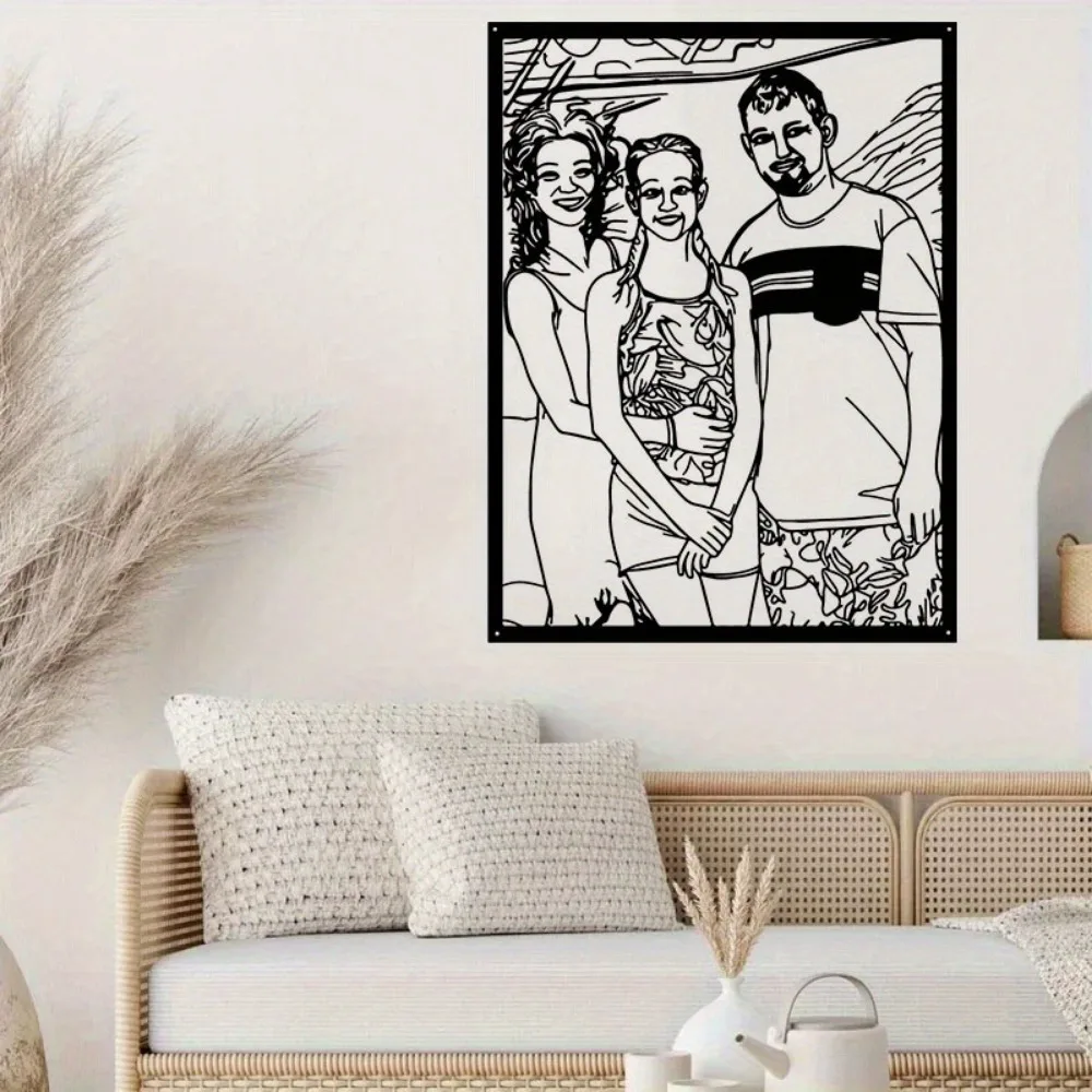1pc Customizable Framed Metal Photo Art Portrait, Elegant Unique Wall Decor Gift (Only For Decoration)