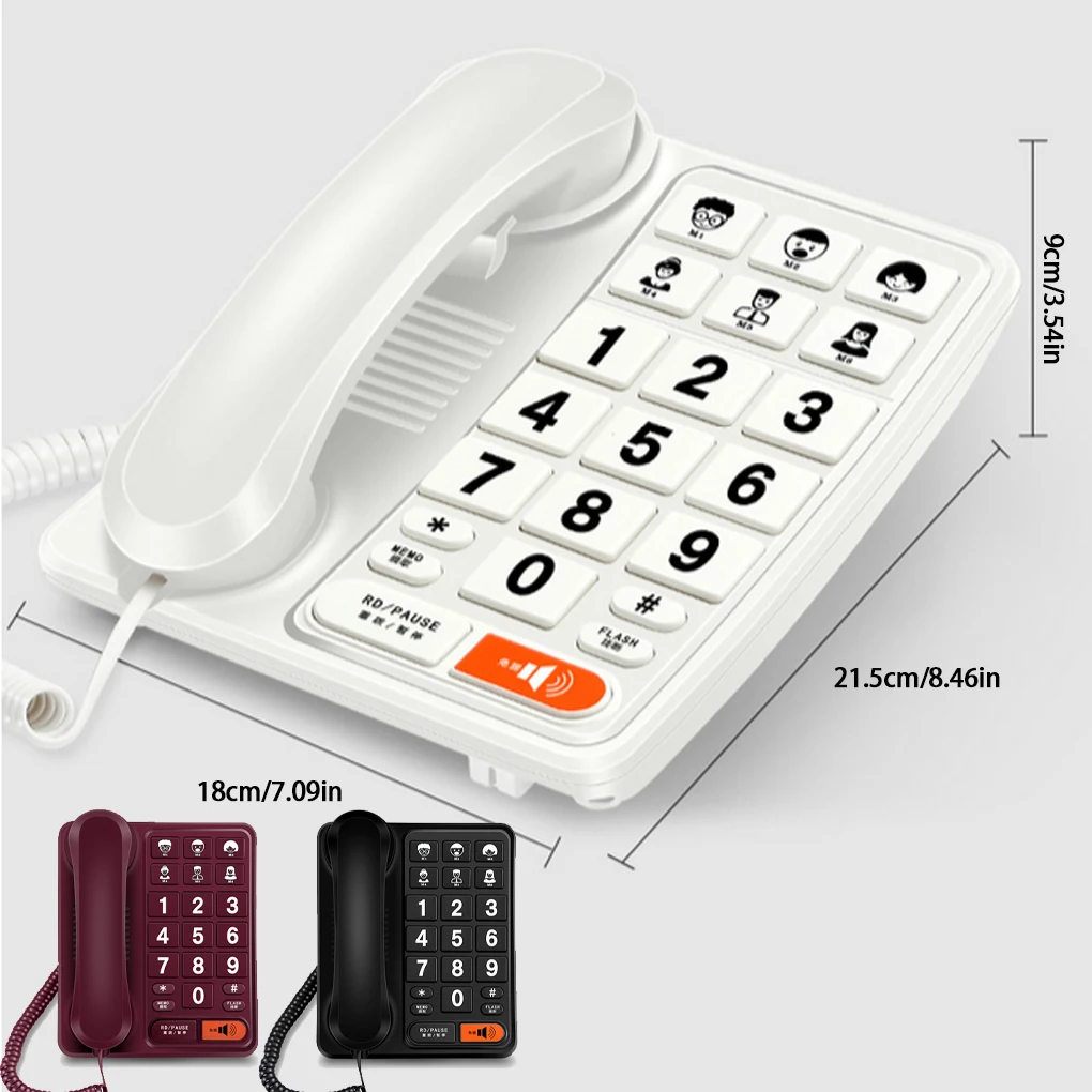 Входящий стационарный телефон большого объема с функцией повторного набора для пожилых людей и пожилых людей. Фиксированный домашний и офисный телефон. Громкий звук.