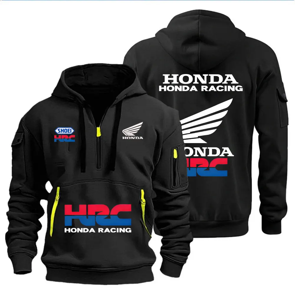 

2025 Autumn and winter cotton Hoodie Honda Motorcycle CBR Wing Logo Print Sweatshirt Pullover Trendy Biker Jacket Men's Clothing