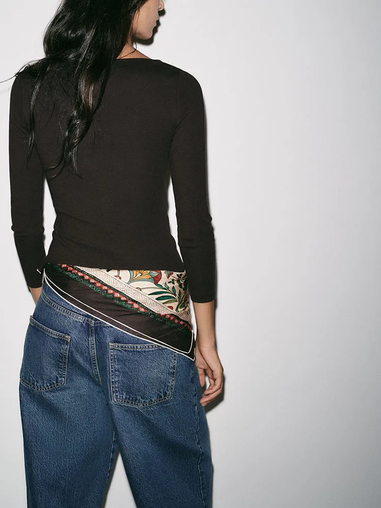 Winter 2025 Women's Faion Slim Fit Long Sve T-irt with 3D Flower Design One oulder New Arrival from China