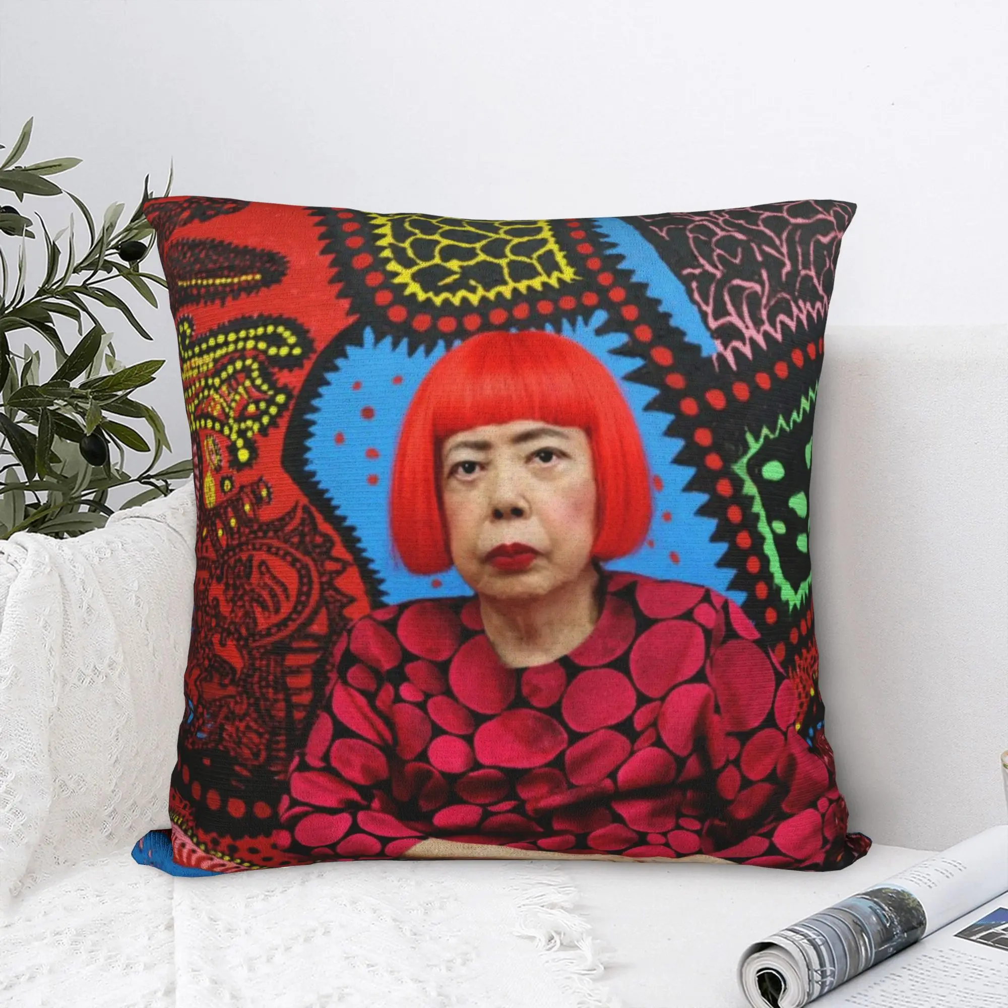 Yayoi Kusama Aesthetic Square Pillow Case Polka Pop Cushion Covers  Zippered Decorative Throw Pillow Case Cover for Home 40*40cm