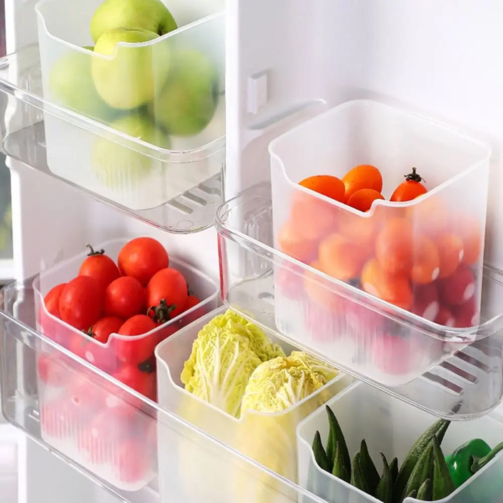 Plastic Refrigerator Organizer Bin Stackable Transparent Food Fridge Storage Box Door Organizer Pantry Container
