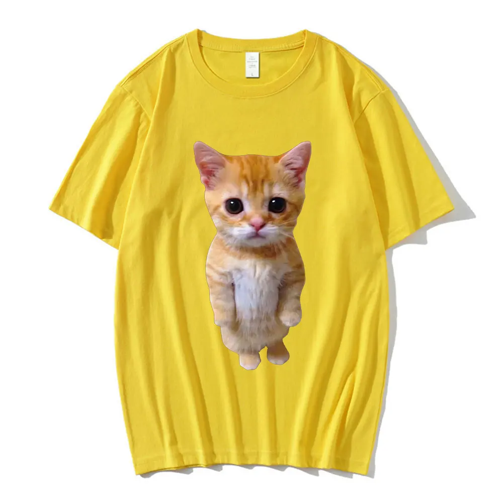 El Gato Meme Sad Crying Cat Munchkin Kitty Meme Trendy Graphic T-shirt Unisex Fashion Short Sleeve T-shirts Oversized Streetwear