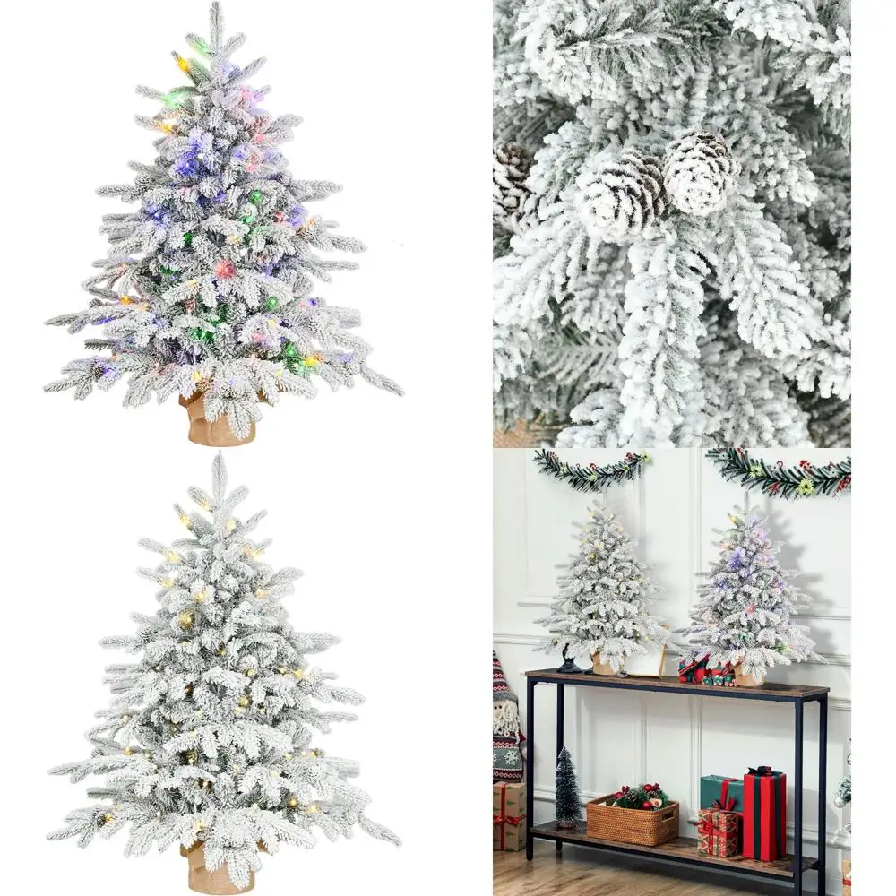 

3-Foot Frosted Artificial Christmas Tree with LED Lights and Snow Effect