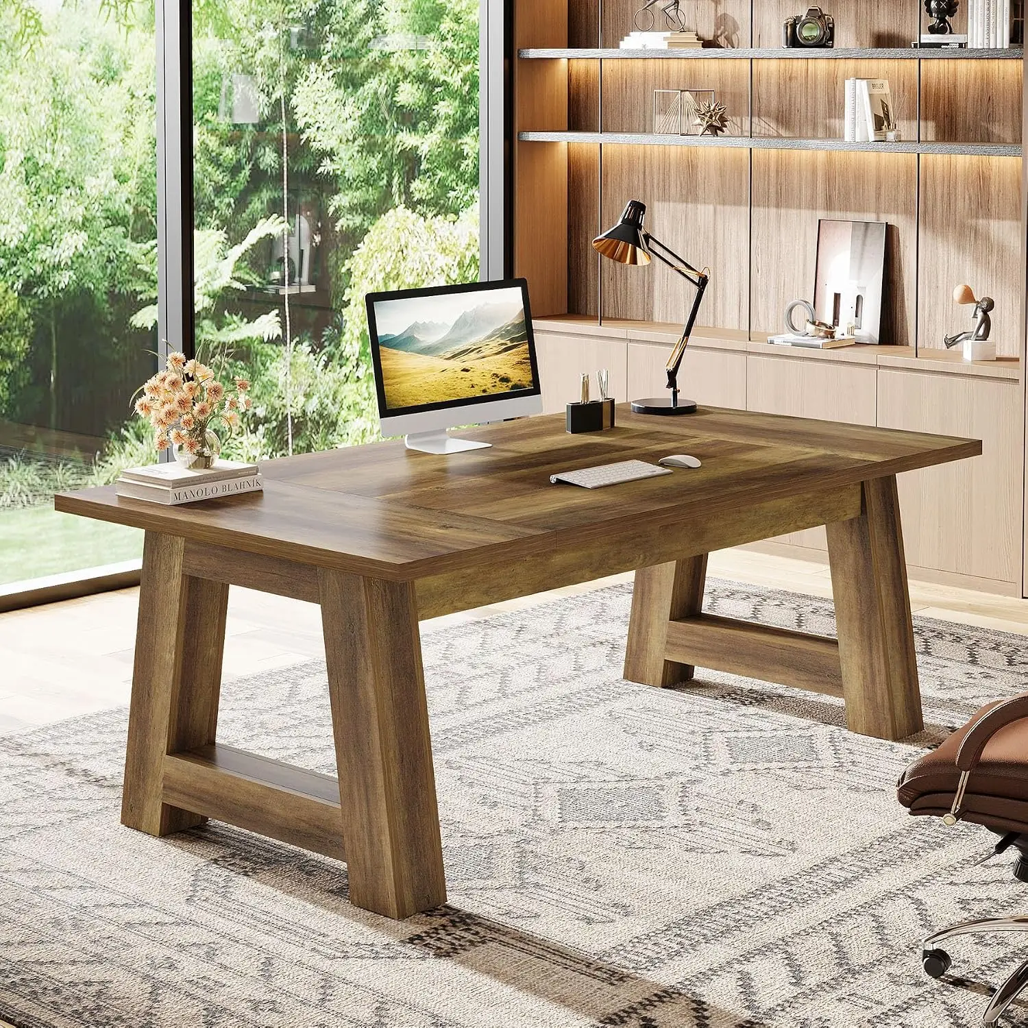 Home Office Trabalho - Mesa de Escritório Grande com Estrutura