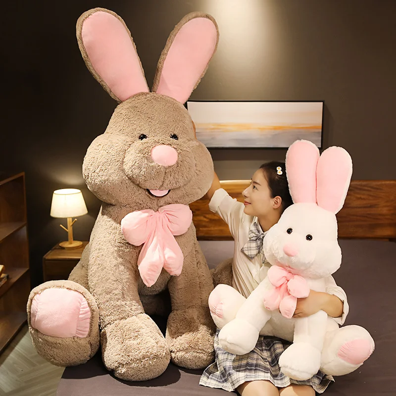 50-100cm Kawaii Grey White Bunny Rabbit Plush Toys Cartoon Stuffed Animals Rabbit Children Toys for Girls of 7 and 8 Years Girls