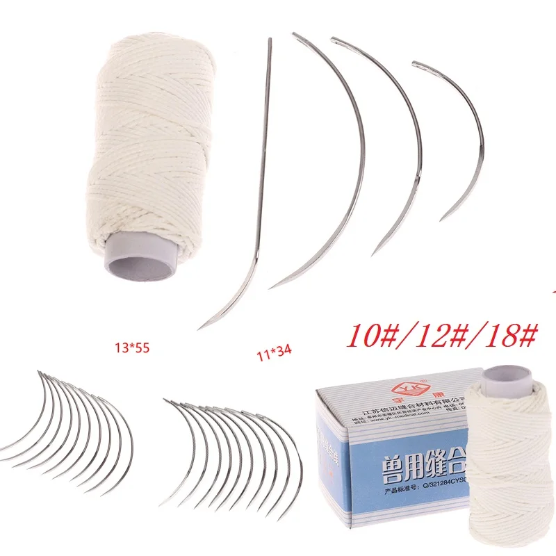 Veterinary Surgery Suture Needle And Suture Thread Pet Animal Pig Curved Trigeminal Needle Veterinarian Surgical Tool