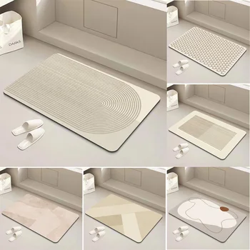 줄무늬 미끄럼 방지 초흡수성 문짝 매트, 규조토 진흙, 욕실 주방 카펫, 방수 현관 러그, 집 거실 장식
