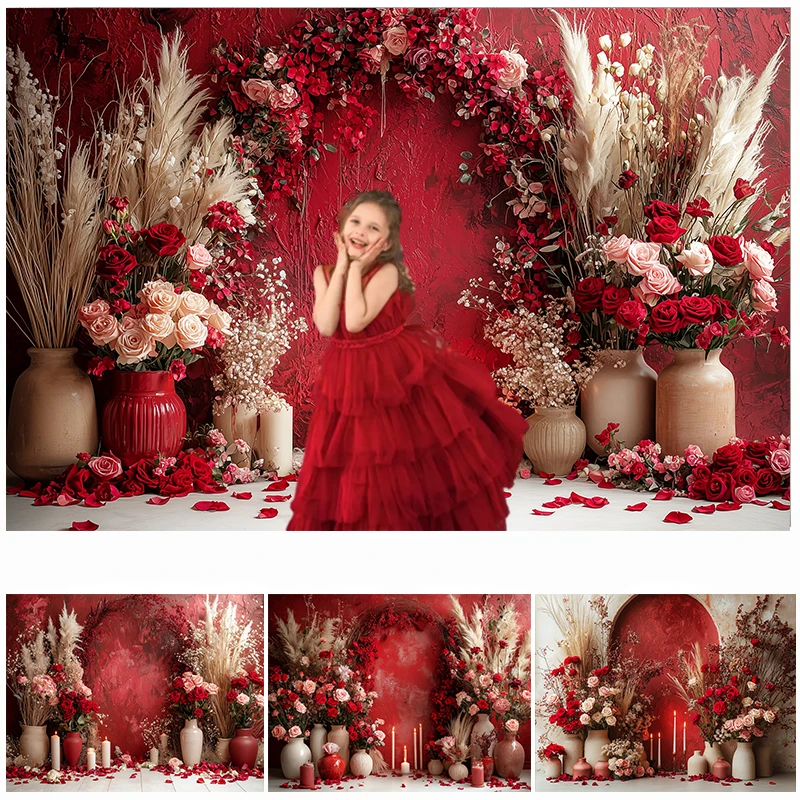 

LS Photography Background Bohemian Floral Valentine's Day Decor Roses Wedding Adult Kids Art Portrait Photo Backdrop Studio