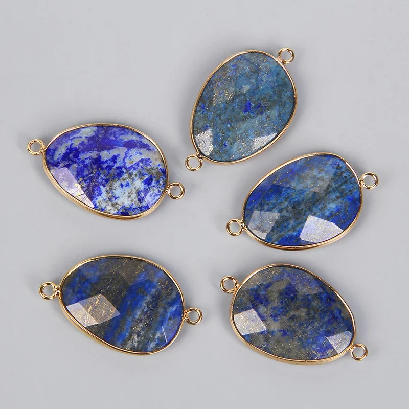 2pcs Natural Stone Pendants Amethysts Lapis Crystal