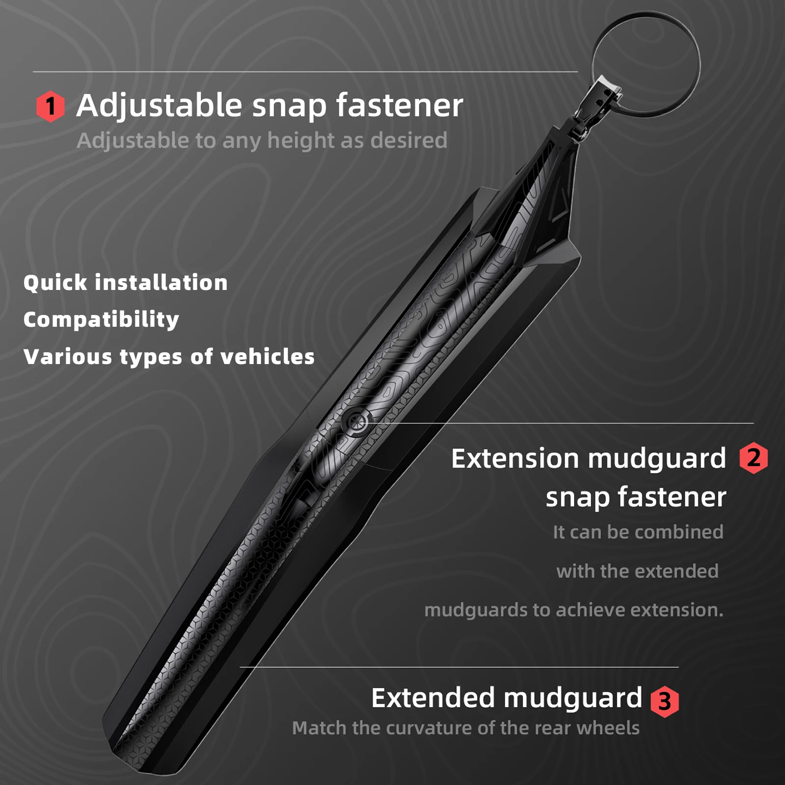 Wide‑Coverage Rear Mudguard Quick Snap Adjustable Extendable Mountain Bike Splash Guard Fat Tire MTB Rear Wheel Fender Accessory - view 3