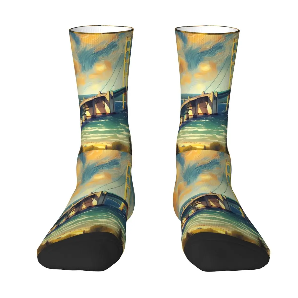 Oil Painting Sock Printed Man Polyester