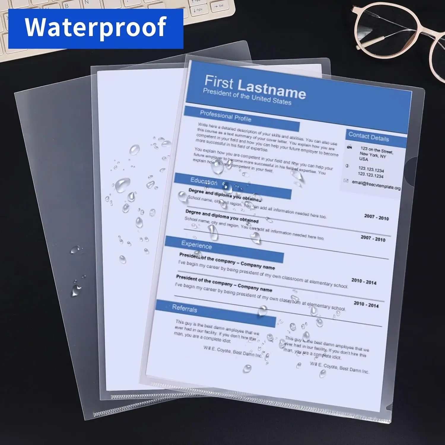 40PCS Plastic Clear Document Folders,L-Type Transparent Folder Project Pockets for A4/ Letter Size,20C (2.0mm) Thick