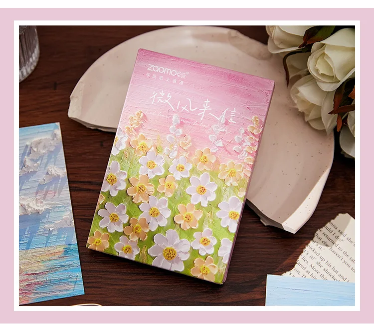 30pcs/case Seasons Wind Series Painting Style 3D Colorful Printing Postcard Gift Message Greeting Cards Set