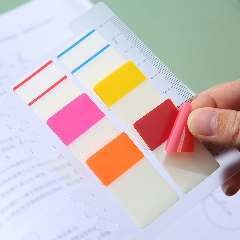 60Sheets Colorful Transparent Fluorescent Index Tabs PET Sticky Note Page Marker Planner Stickers Classification Writing Office