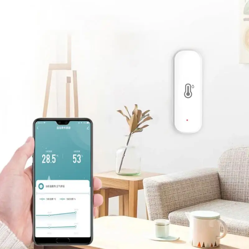 Tuya Zigbee Temperature and Humidity Sensor Indoor Humidity Sensor Battery Powered APP Monitoring For Alexa Google Home Voice ﻿