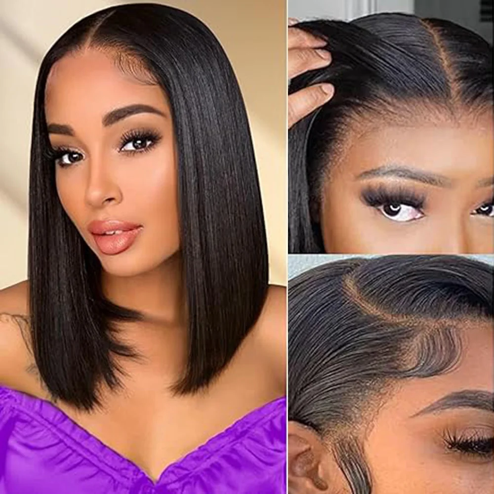 

Glueless Straight Short Bob Wig Human Hair Ready To Wear 7x5 6x4 Glueless Brazilian Bob Wig 13x4 Lace Frontal Wigs For Women