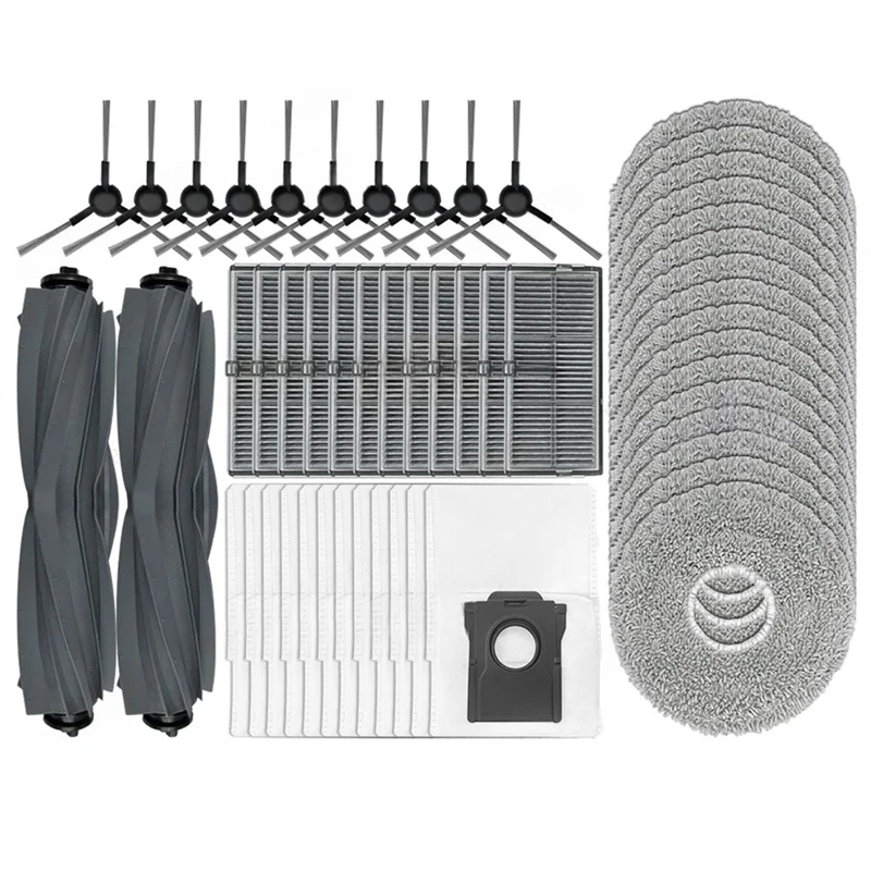 

Запчасти для пылесосов Dreame L10s Ultra Gen 2 и Dreame L30s Ultra: основная и боковые щетки, HEPA-фильтр, салфетки для влажной уборки, мешки для сбора пыли.