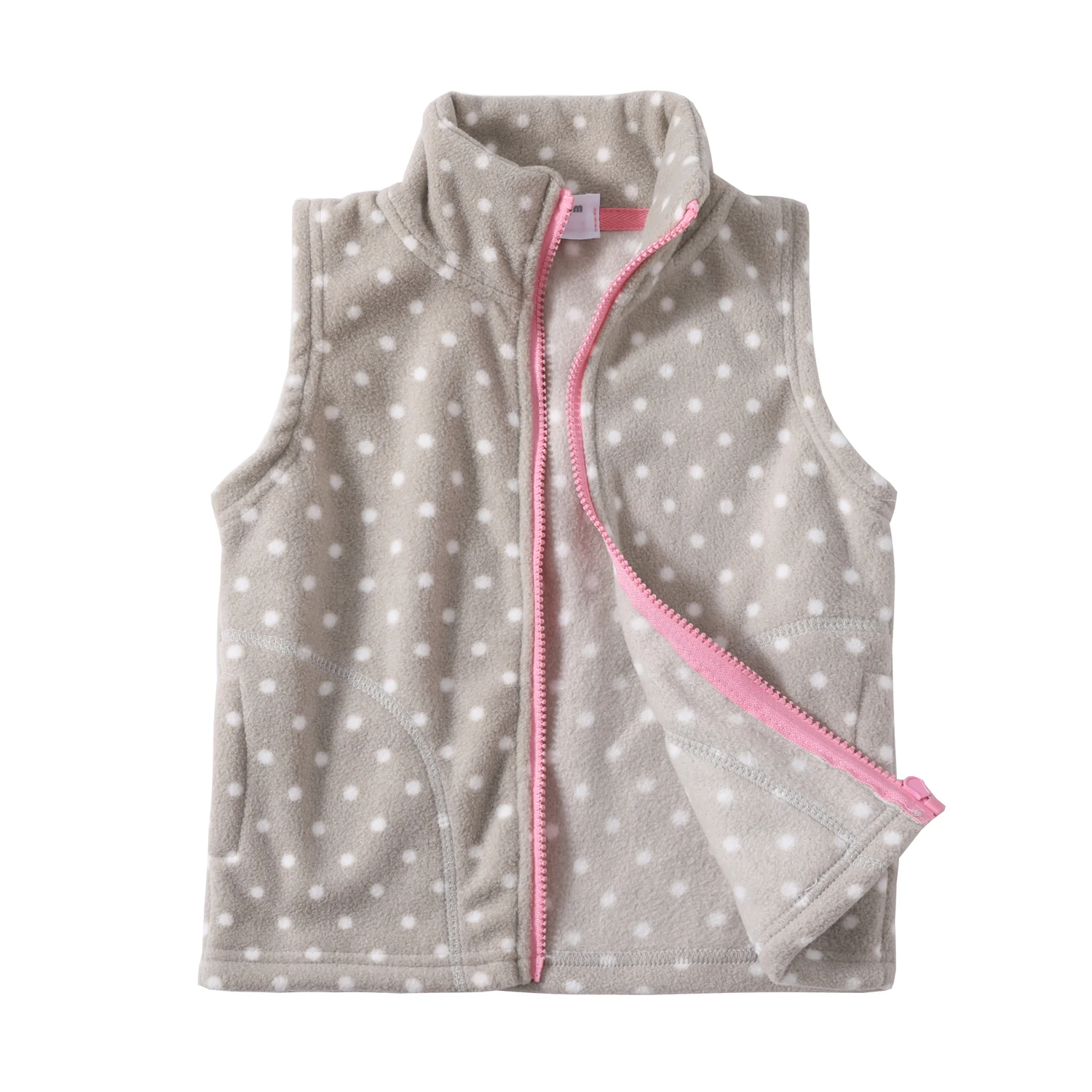Mudkingdom Kids Vest Jackets Autumn Winter Fleece Children Outerwear Coats Lightweight Casual Cute Polka Dots Pattern Boys Girls