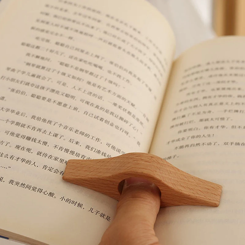 Convenient Solid Wooden Thumb Bookmark One Hand Reading Thumb Book Support Book Page Holder Bookmark Lovers Reading Aids Tools