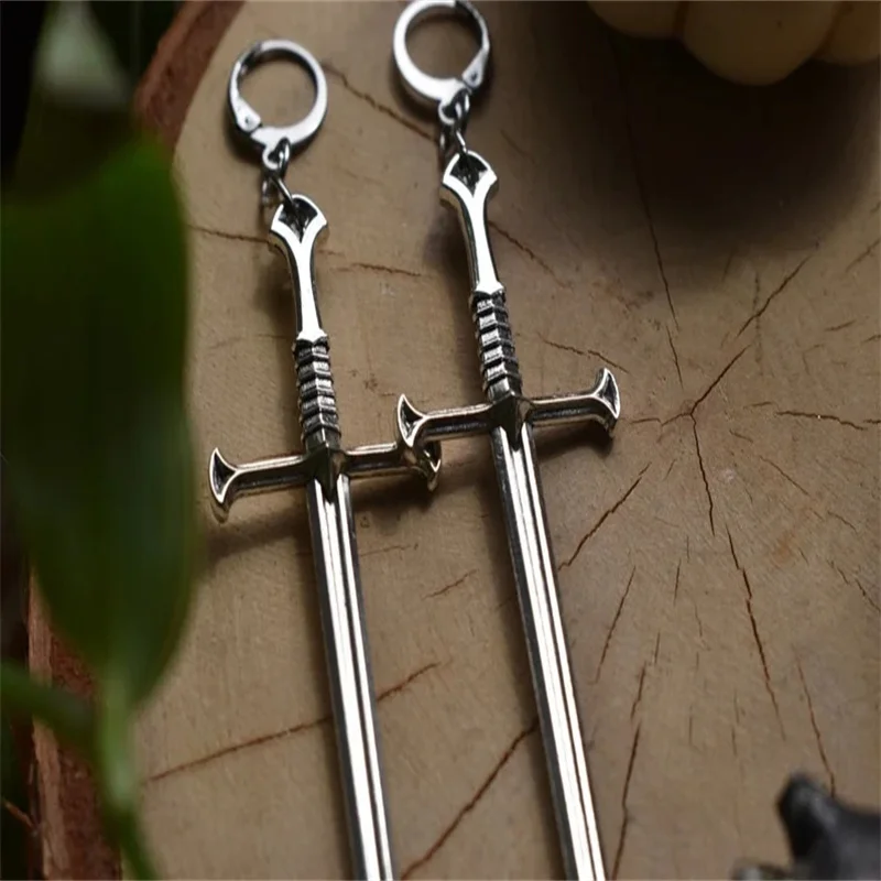 Gothic Long Sword Earrings For Women Man Fashion Cool Punk Rock Party Jewelry Accessories Gift Fantasy Cross Dagger Ear Hooks