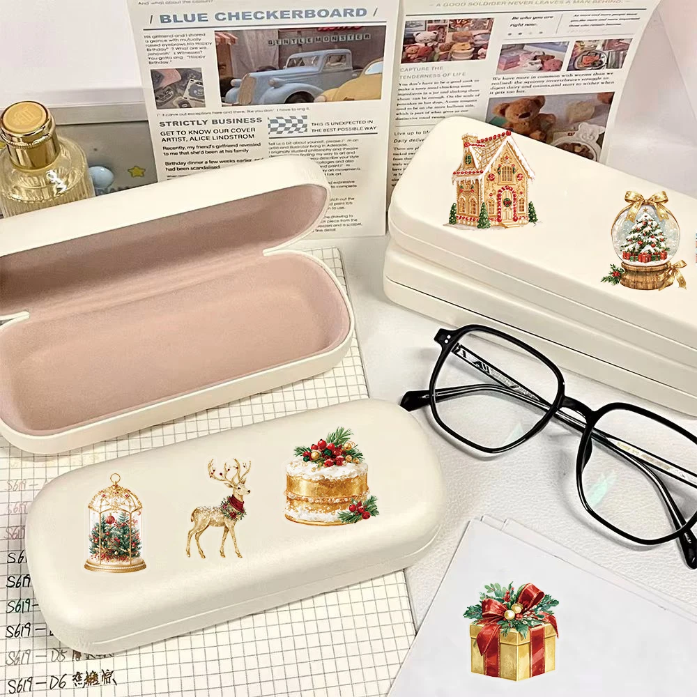 50PCS Golden Christmas Sticker Notebook Suitcase Scrapbook Gift Motorcycle Laptop Retro Guitar Graffiti Phone Decals Stickers