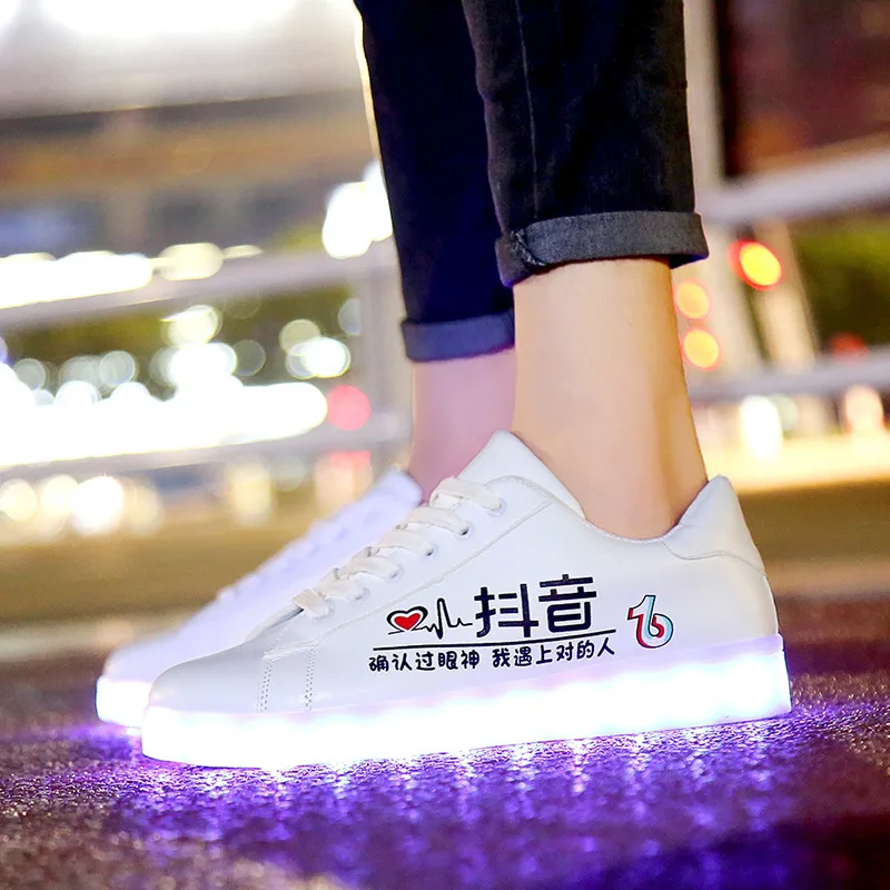 ผู้ใหญ่ Unisex Luminous รองเท้าผ้าใบเรืองแสง USB Charge LED สีสัน Light-up รองเท้ารองเท้าเต้นรําประสิทธิภาพคนรัก Leisure G1