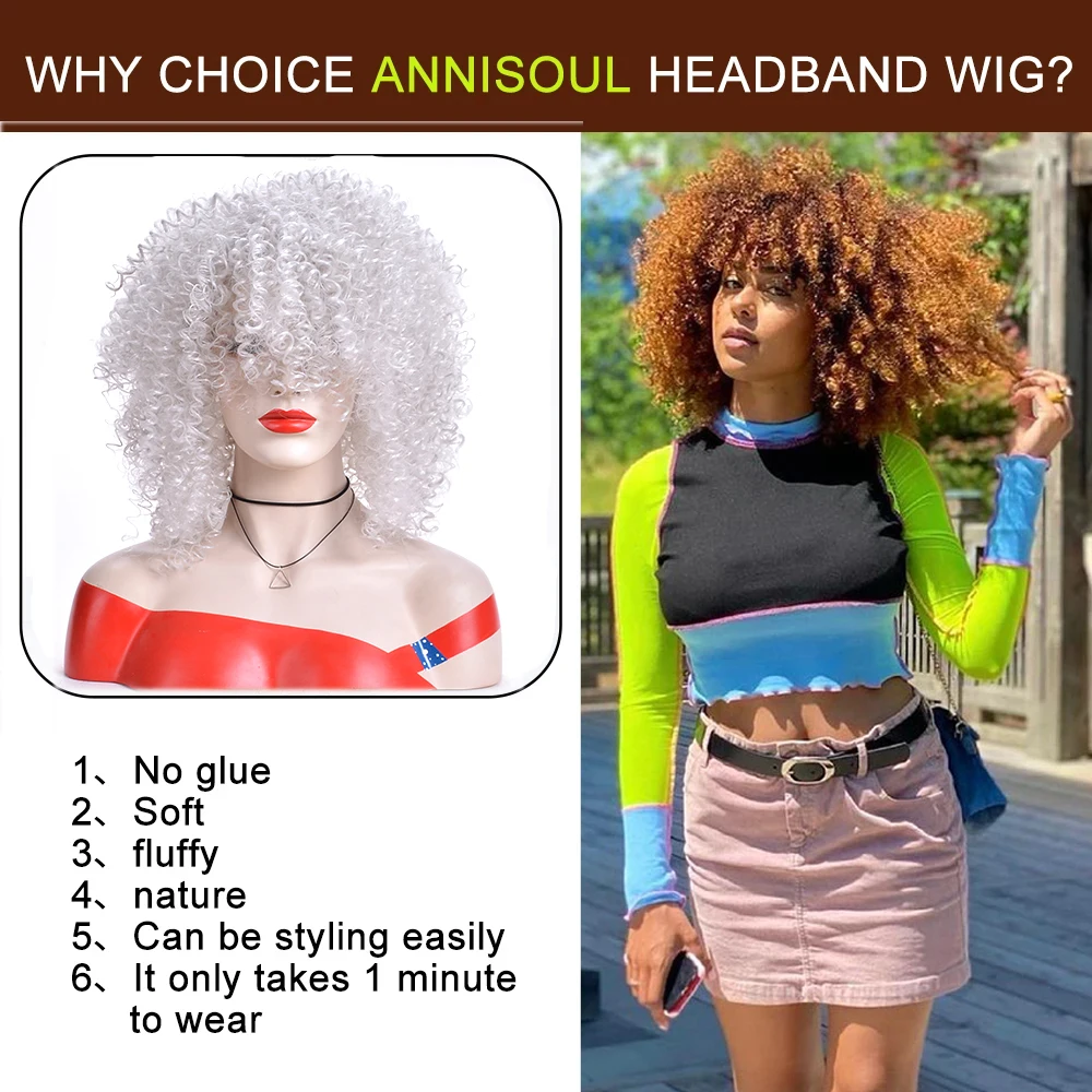 Fashion Women Synthetic Wig Short White African Roll Wig African Women Party Bangs or cosplay Wig for Everyday