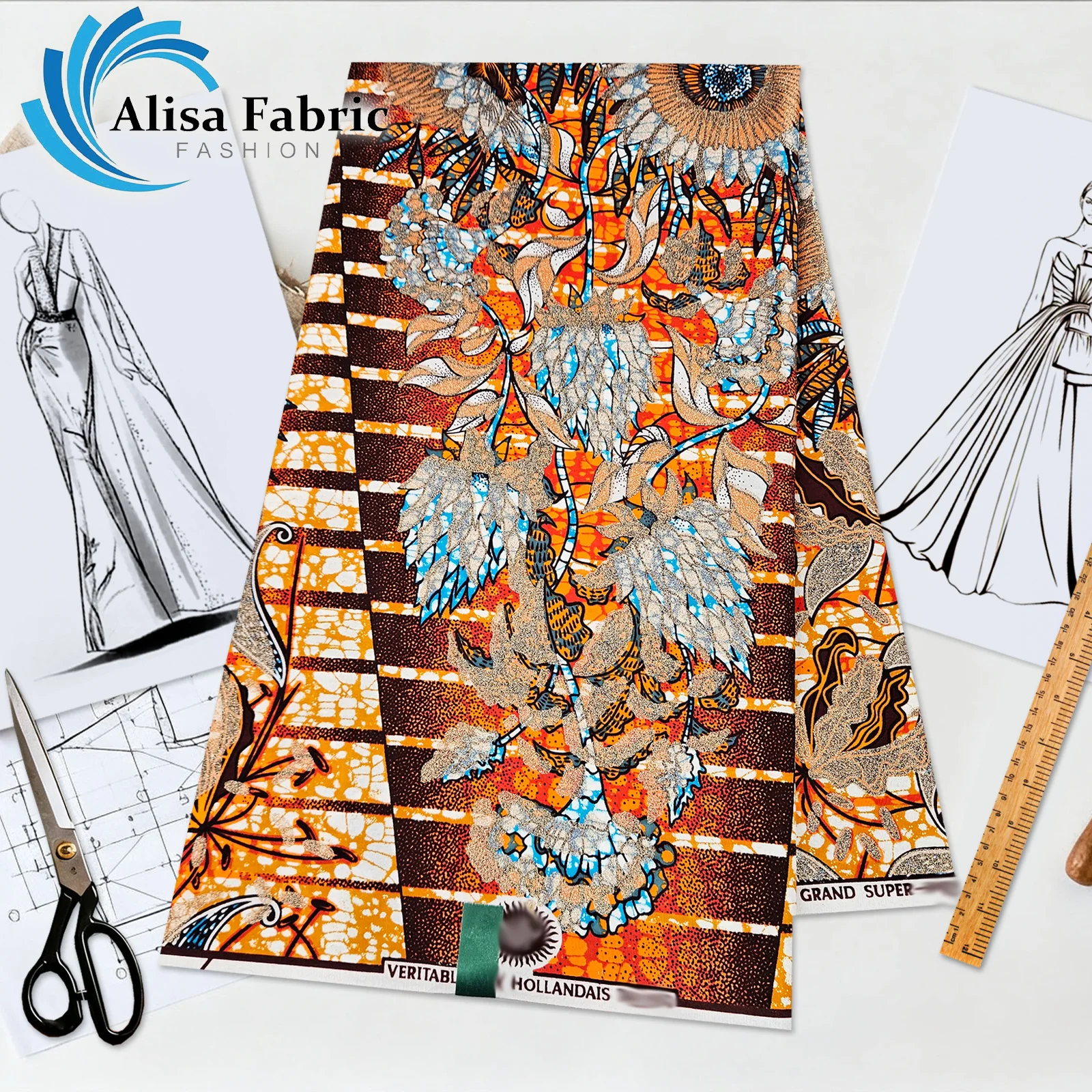 

2025 African grand super cotton fabric high quality 6yards 100% cotton nigerian fabric for wedding dresses